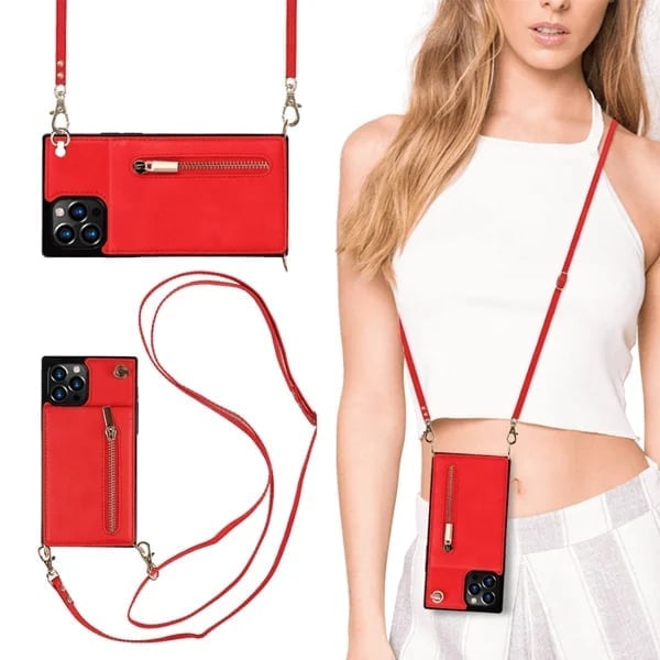 Housse iPhone en cuir avec porte-cartes zippé – Élégante, pratique et sécurisée
