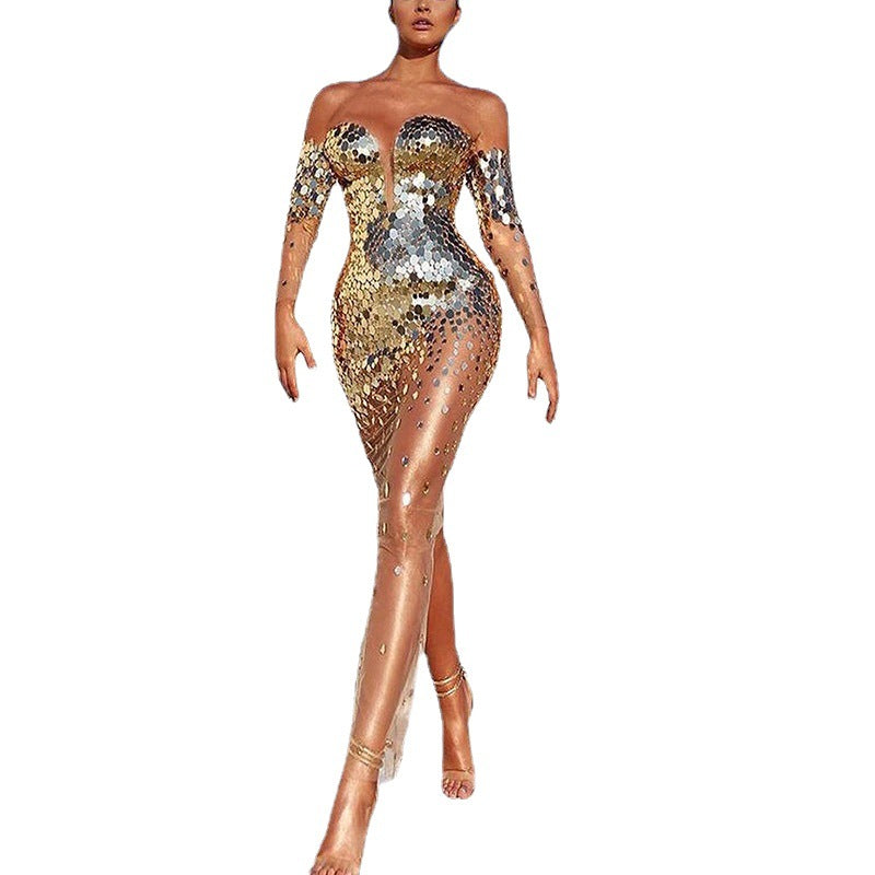 Robe de Soirée Femme Scintillante Élégance Glamour