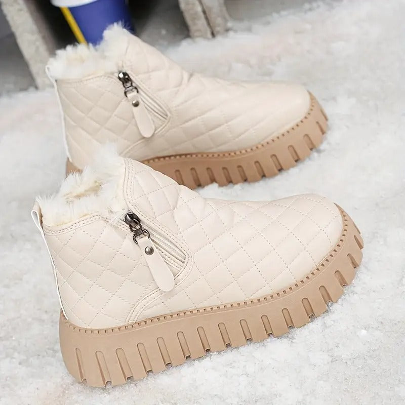 Bottes d’Hiver Femme en Cuir – Confort et Stabilité