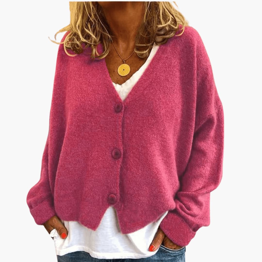 Cardigan femme en maille douce à boutons