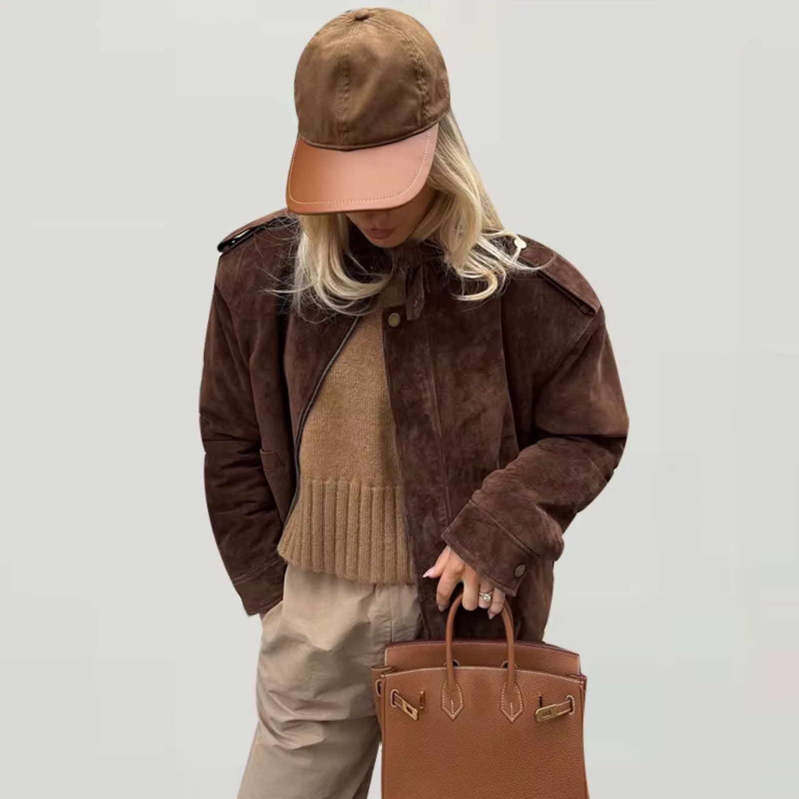 Veste femme oversize effet suédine coupe ample style moderne mi-saison