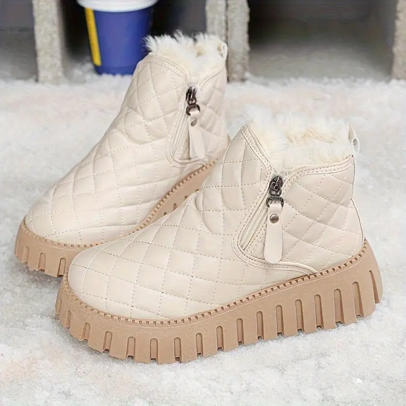 Bottes d’Hiver Femme en Cuir – Confort et Stabilité