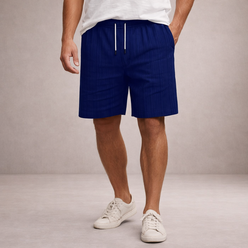 Short homme d’été en lin mélangé avec taille à cordon