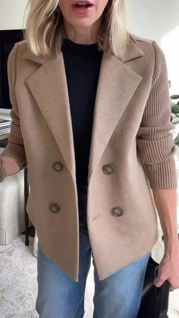 Manteau décontracté femme à manches patchwork – Avec poches