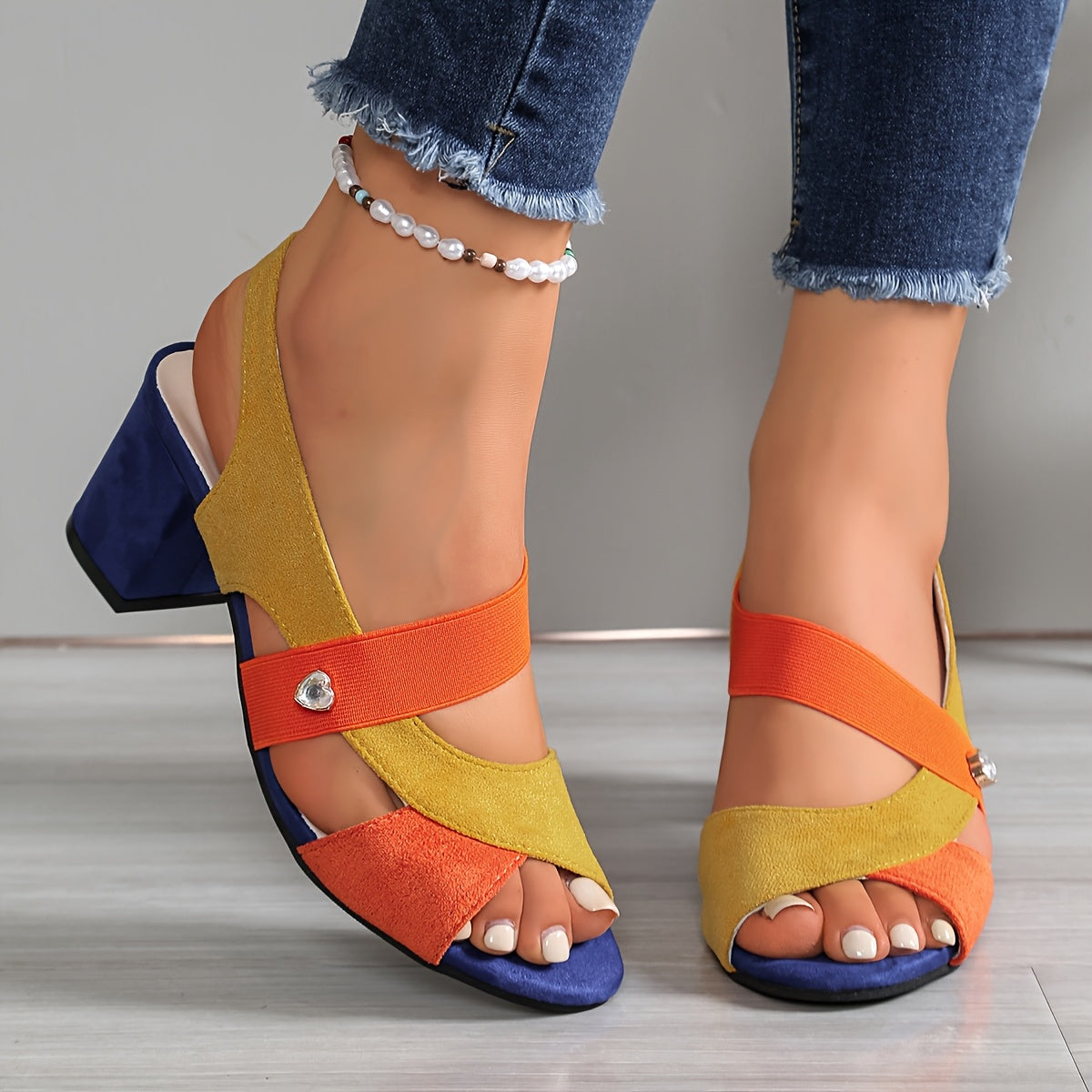 Sandales Femme Orthopédiques à Talon Bloc et Brides Croisées