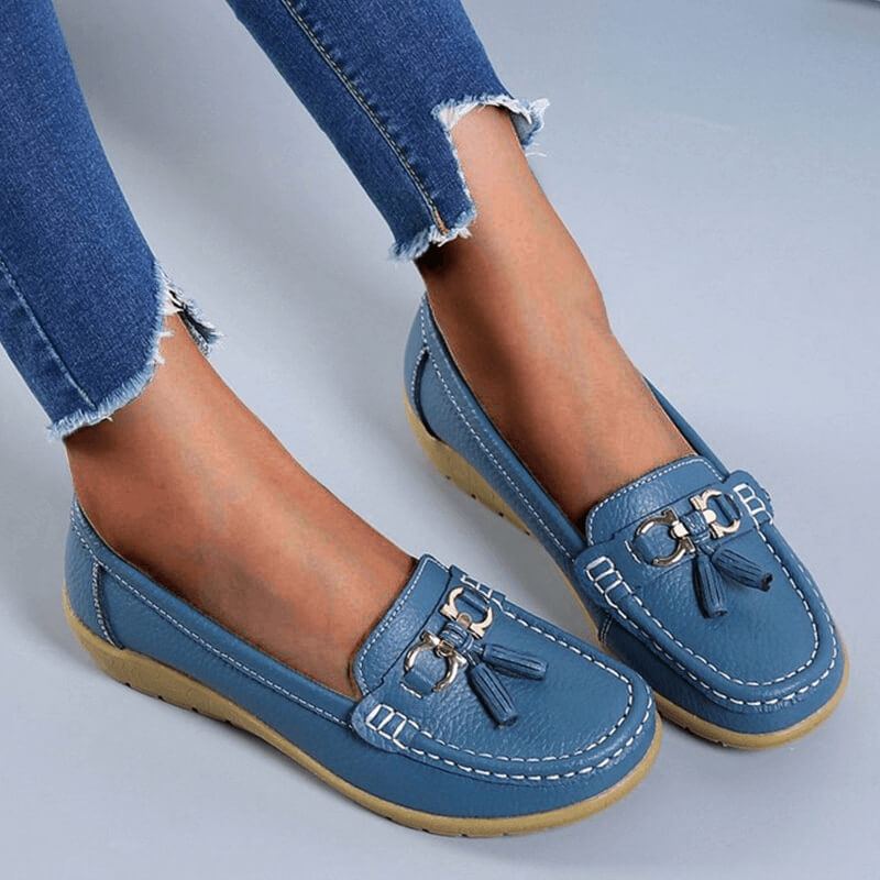 Mocassins Femme À Enfiler Finition Texturée Semelle Souple Usage Quotidien