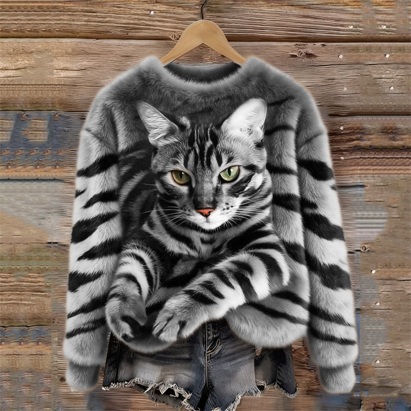 Sweat peluche à motif animal pour femme confortable et original