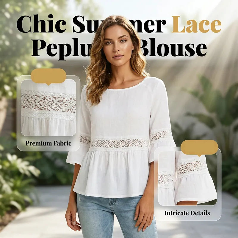 Blouse femme fluide avec dentelle délicate et manches volantées