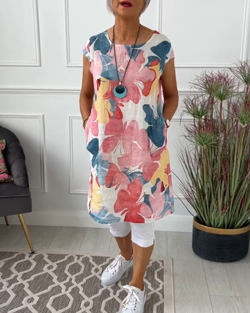 Robe Femme Fluide Imprimée Verte Style Estival Décontracté