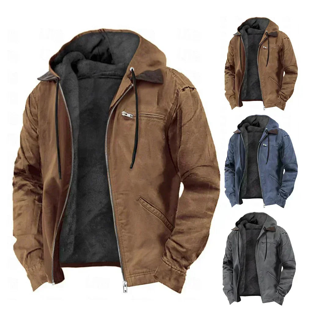 Veste homme à capuche zippée et doublure chaude