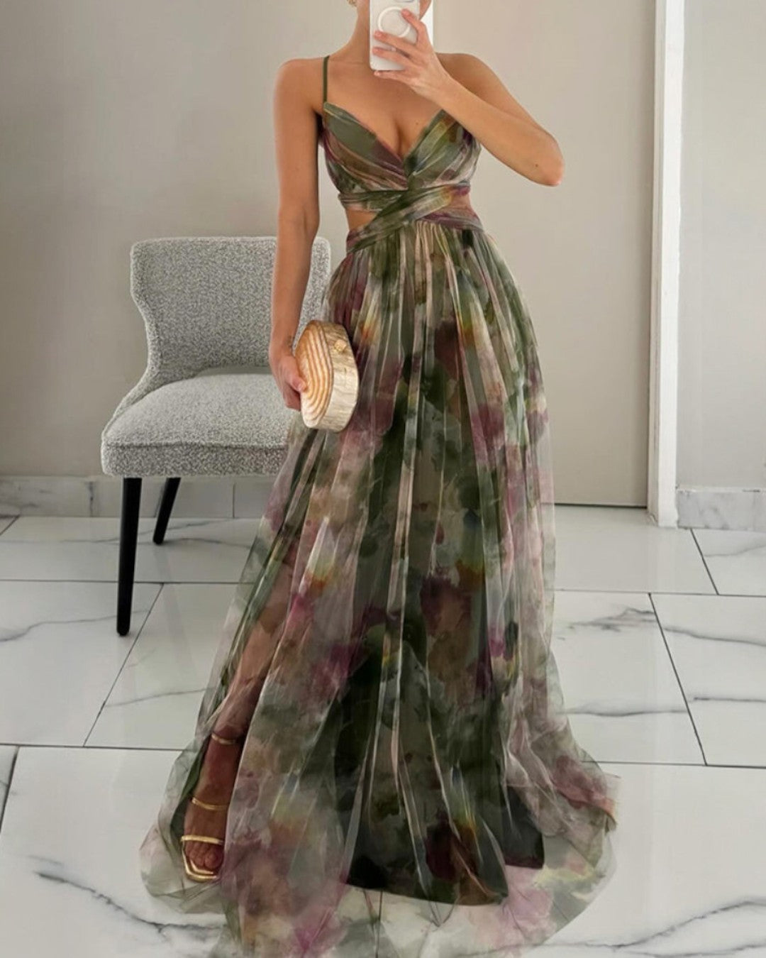 Robe Femme Maxi Fluide Élégante Bretelles Coupe Légère