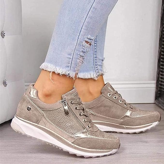 Baskets femme confort avec zip latéral