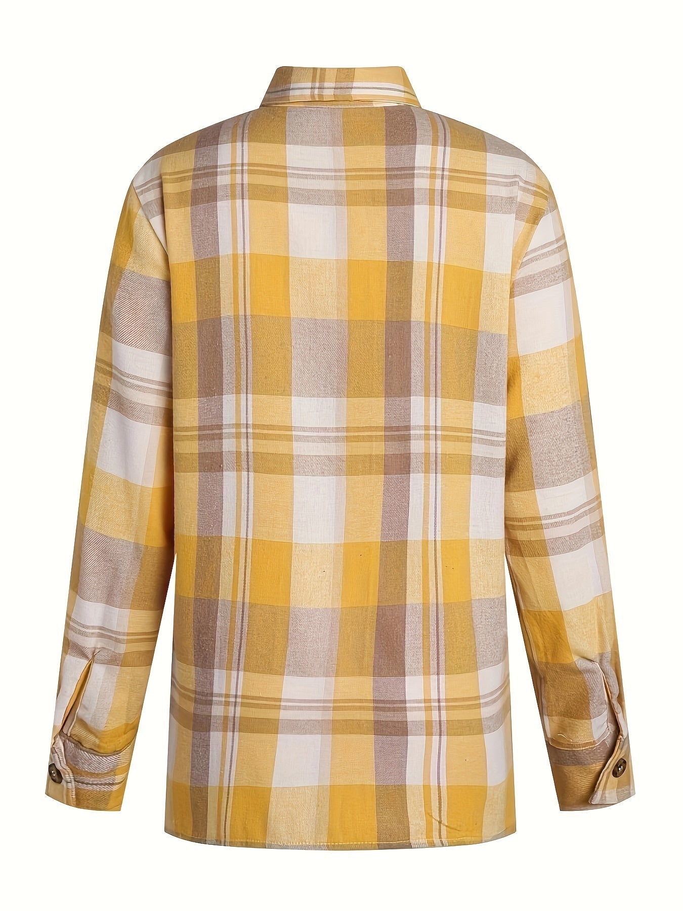 Chemise longue femme à carreaux avec poches et boutons