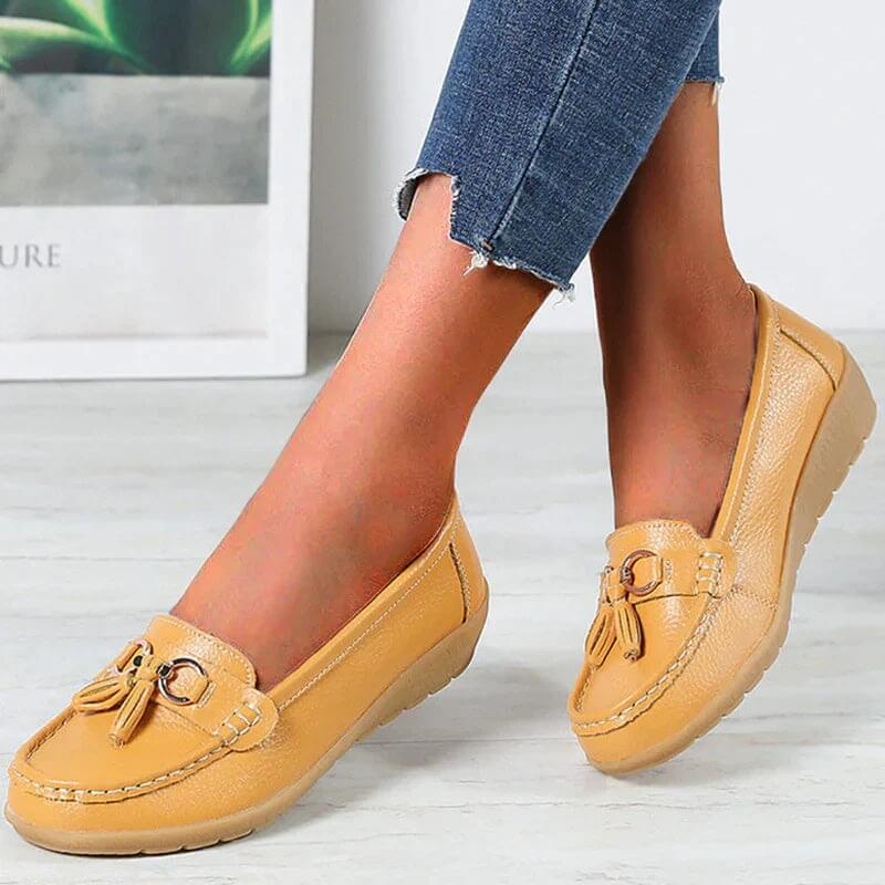 Mocassins Femme À Enfiler Finition Texturée Semelle Souple Usage Quotidien