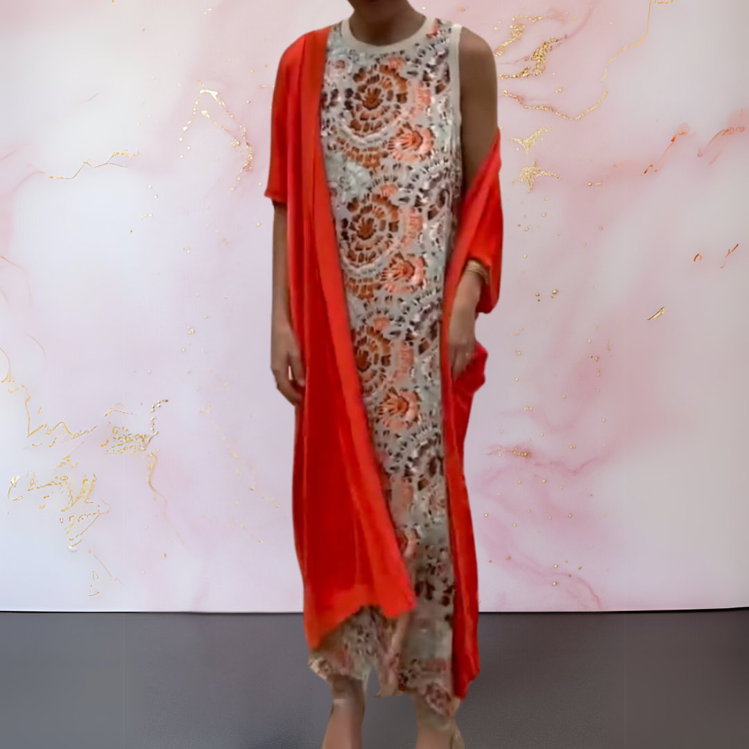 Ensemble Femme Robe Maxi Avec Gilet Coupe Fluide Style Élégant Chic