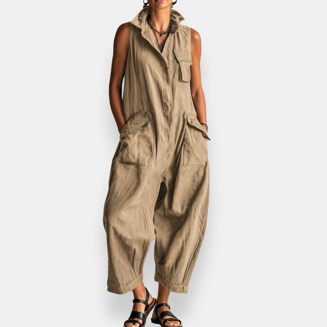 Combinaison femme sans manches oversize avec poches utilitaires
