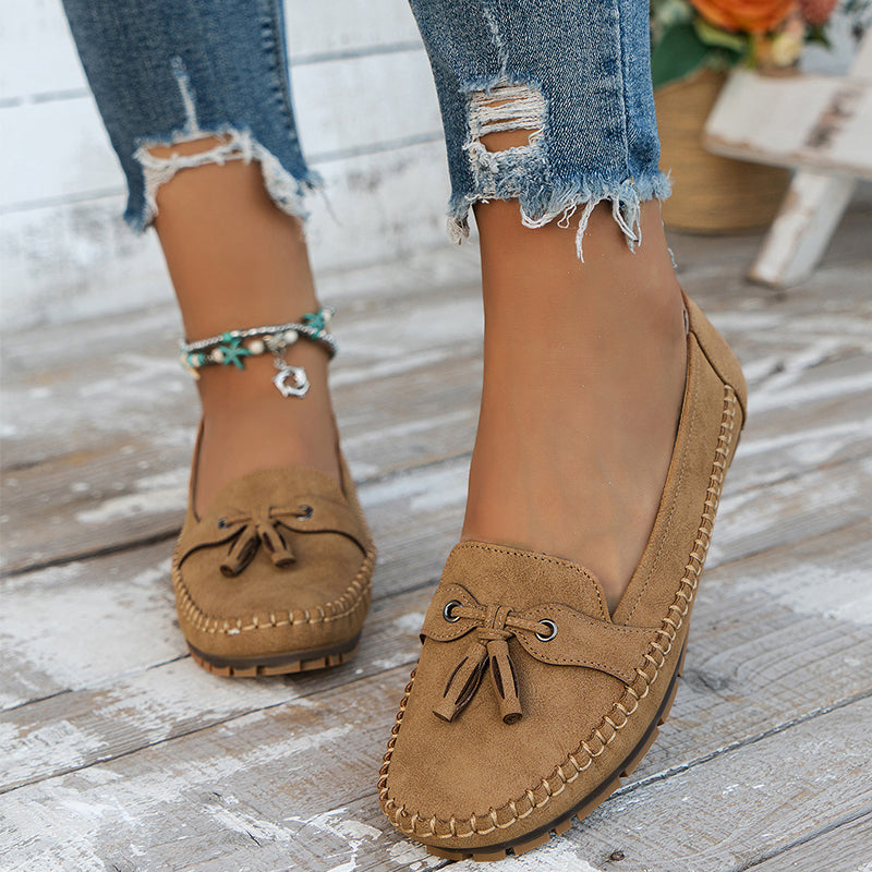 Mocassins Femme Souples à Nœud Décoratif et Semelle Flexible pour Usage Quotidien
