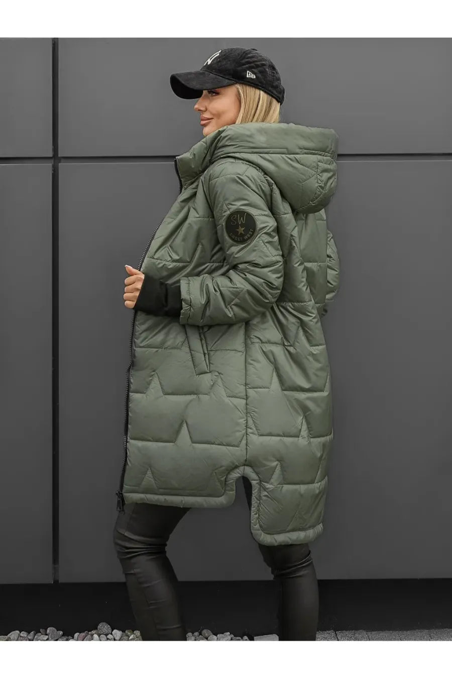 Doudoune longue femme à capuche zippée