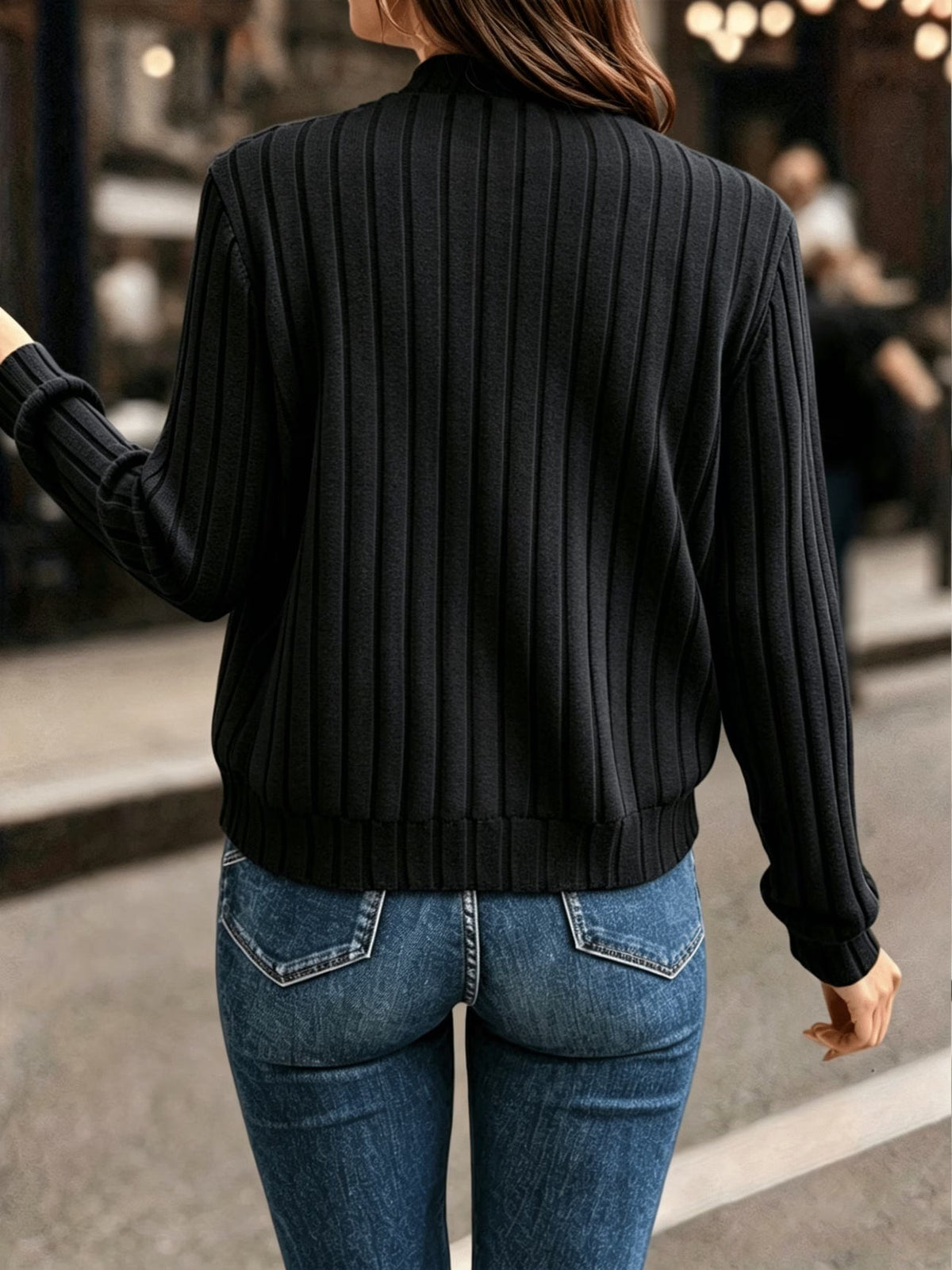 Cardigan femme côtelé avec fermeture zippée