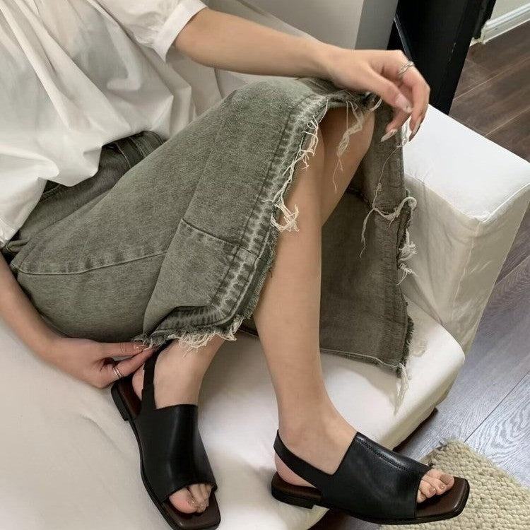 Sandales Femme Ouvertes Élégantes à Talon Bas Confortable