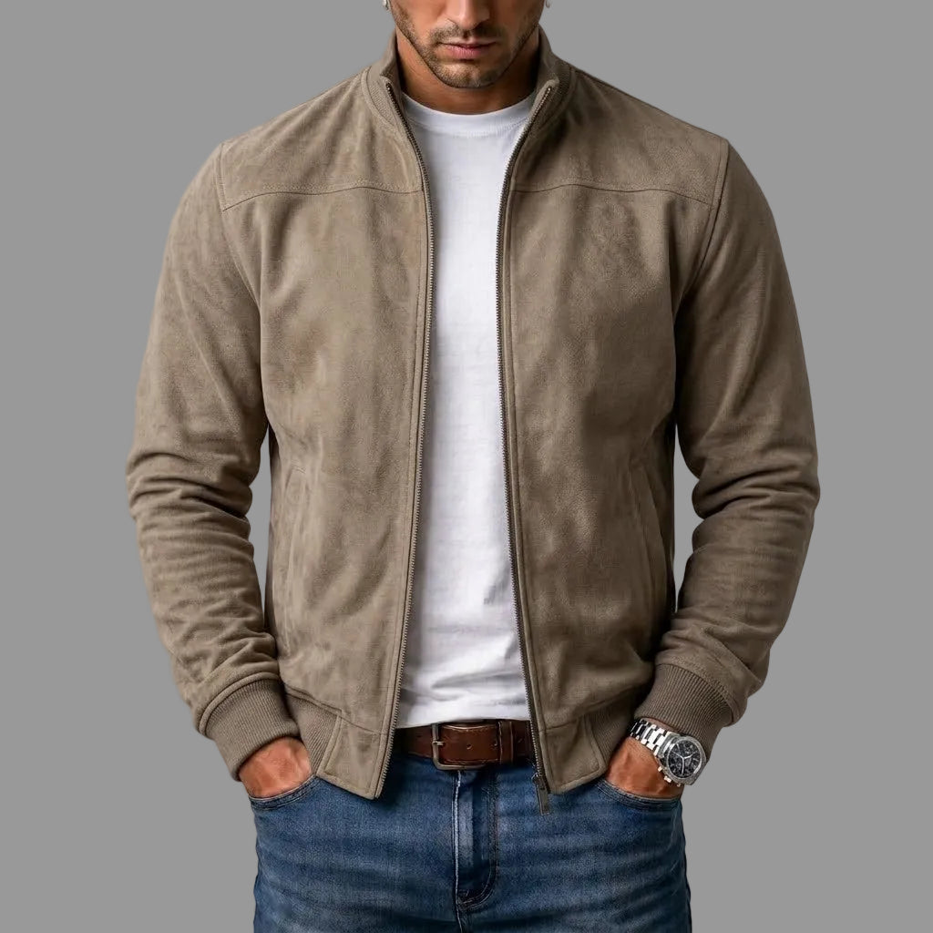 Blouson homme effet daim avec fermeture zippée