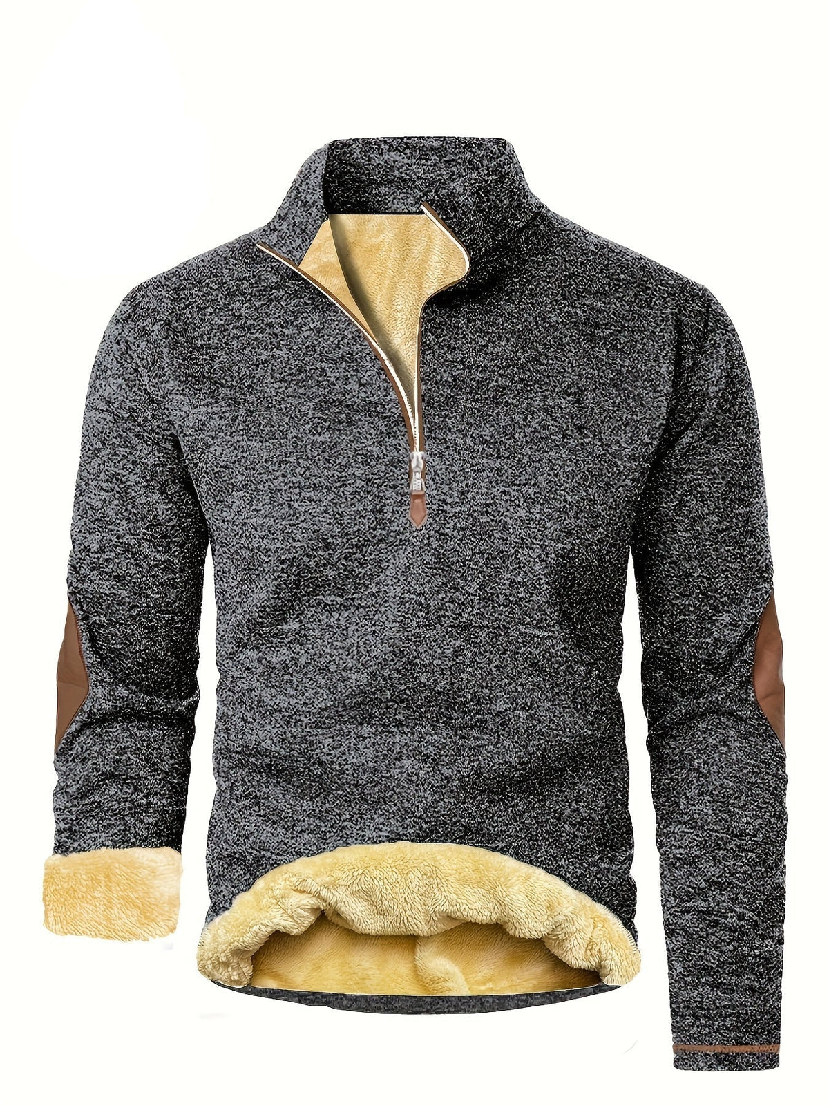 Pull polaire homme à col montant zippé et doublure chaude