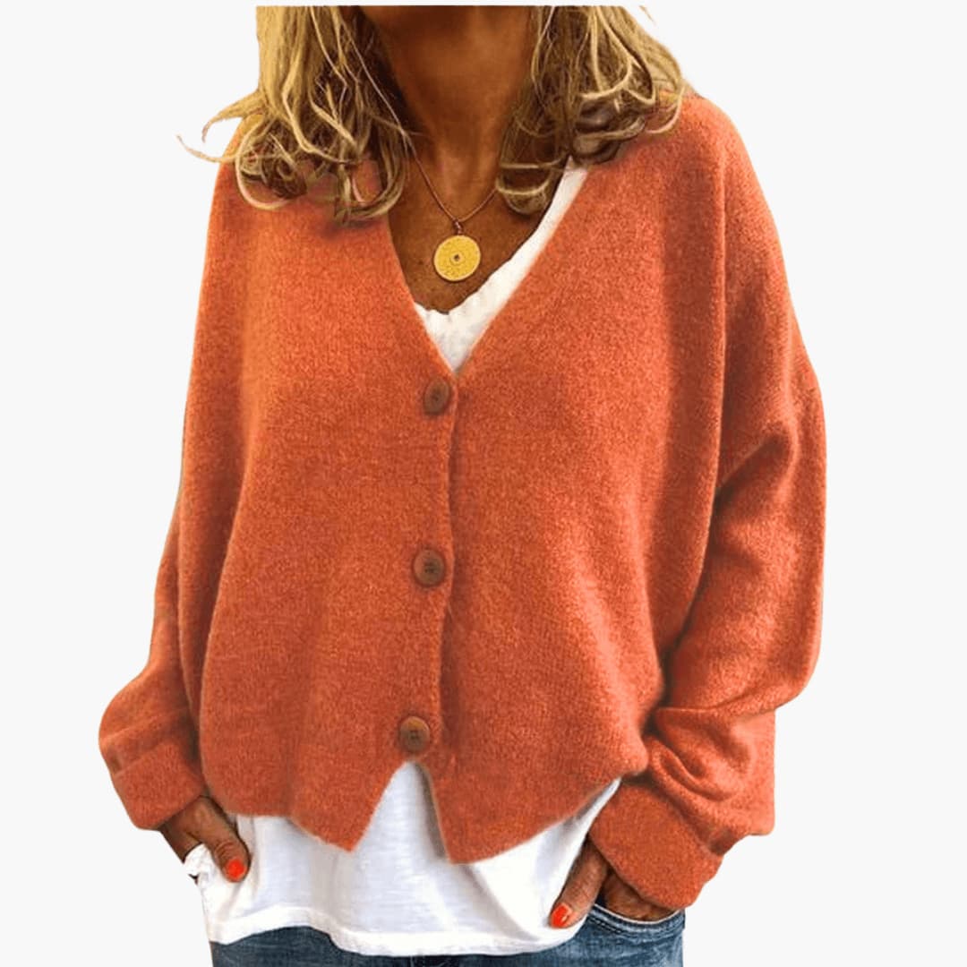 Cardigan femme en maille douce à boutons
