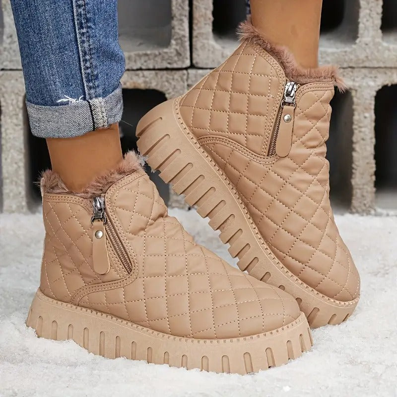 Bottes d’Hiver Femme en Cuir – Confort et Stabilité