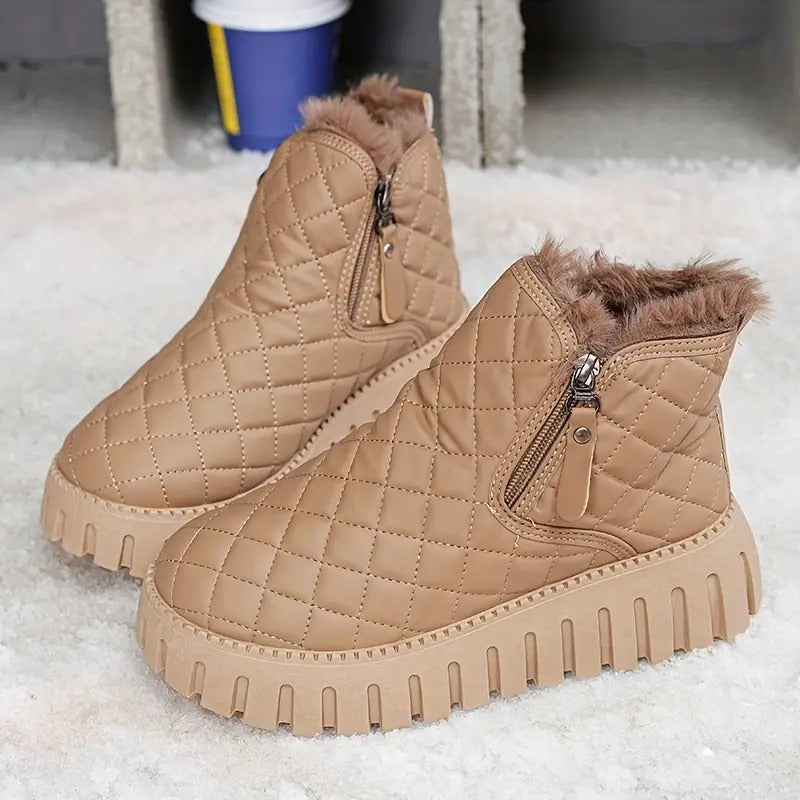 Bottes d’Hiver Femme en Cuir – Confort et Stabilité