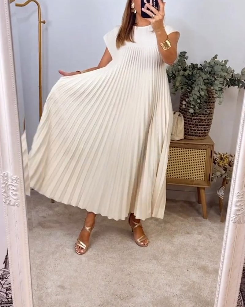 Robe Longue Plissée pour Femme – Coupe Fluide avec Poches et Tissu Confortable