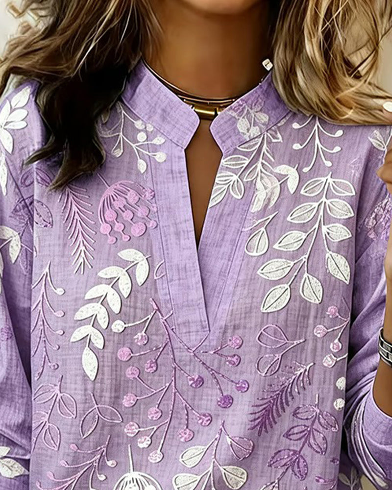 Blouse Femme Florale Coton Col V Coupe Élégante Été