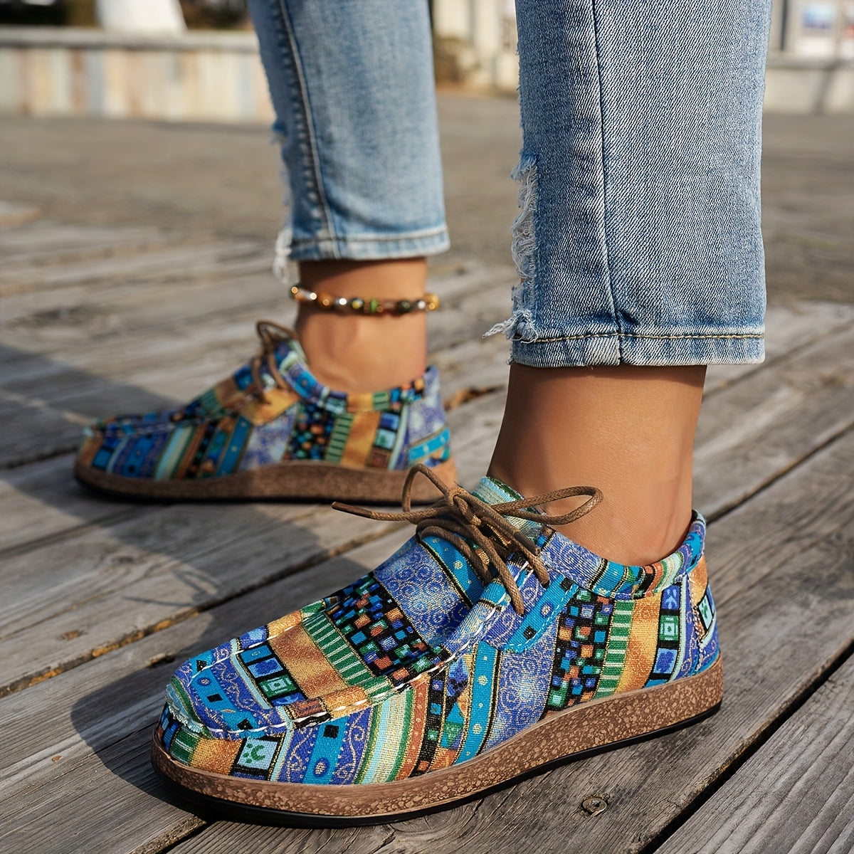 Baskets femme patchwork à lacets pour confort quotidien