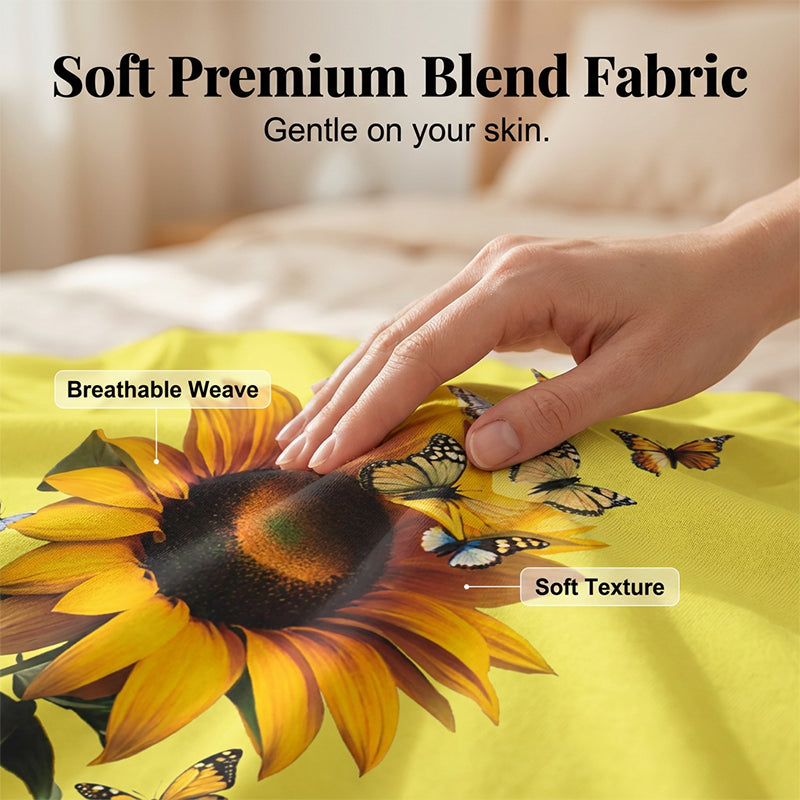 Ensemble femme à imprimé tournesol avec tunique longue et short