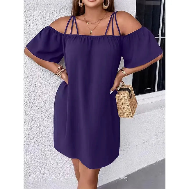 Robe mini femme épaules dénudées à fines bretelles