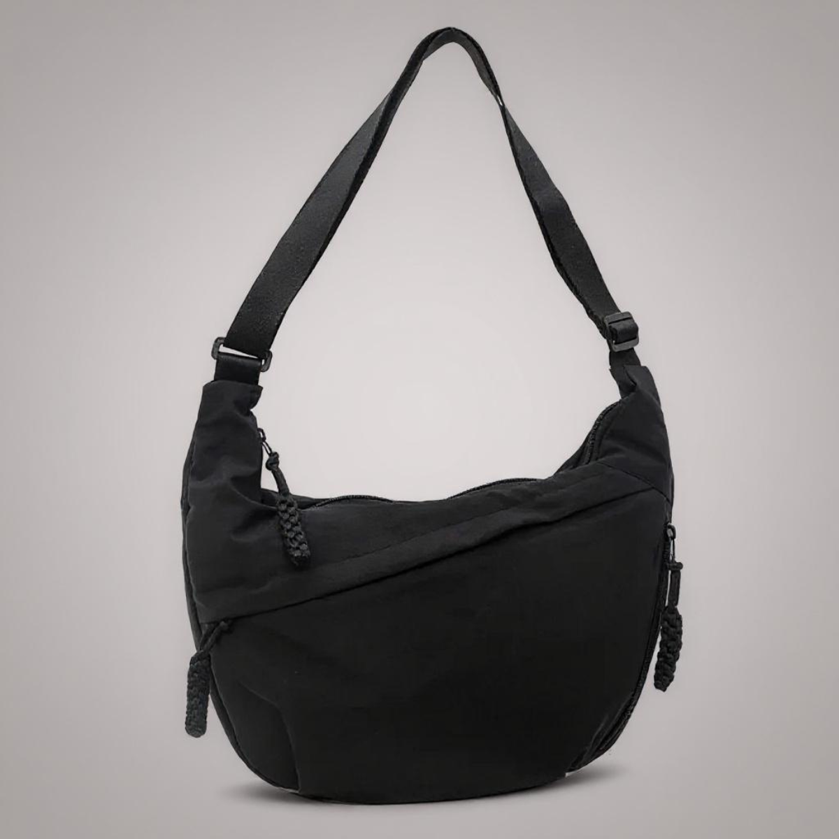 Sac banane femme en nylon côtelé avec bandoulière réglable