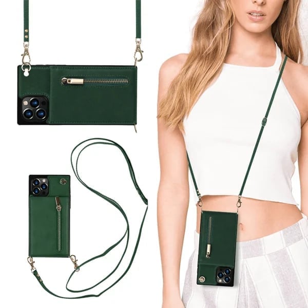 Housse iPhone en cuir avec porte-cartes zippé – Élégante, pratique et sécurisée