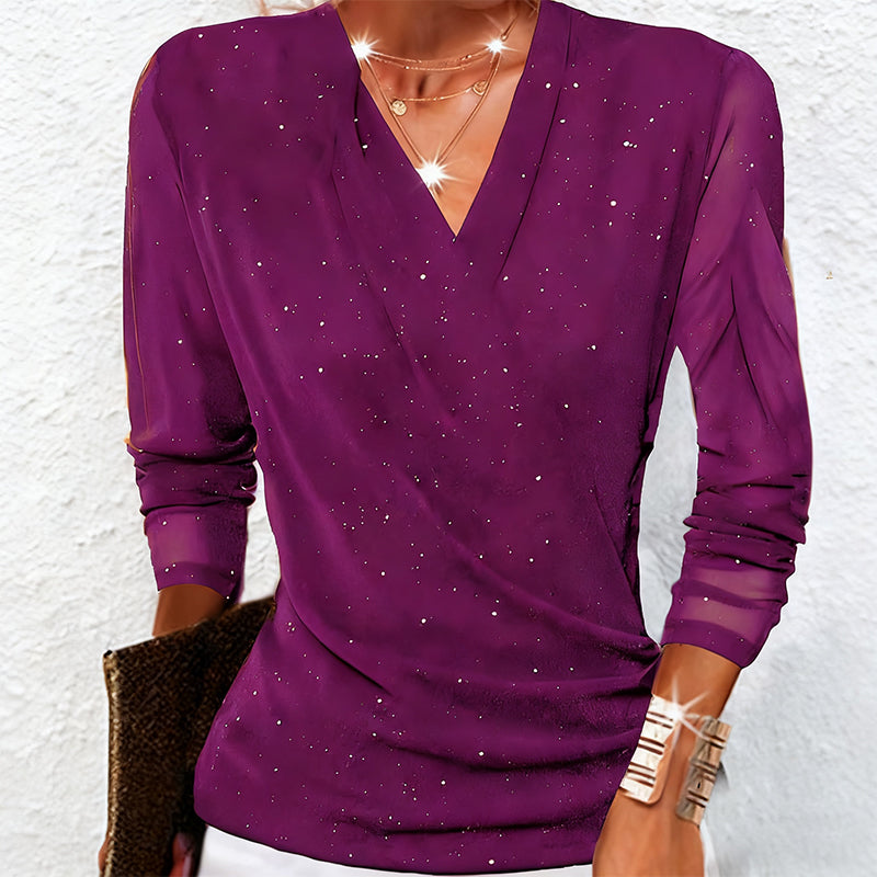 Blouse croisée élégante femme | Décolleté V manches longues