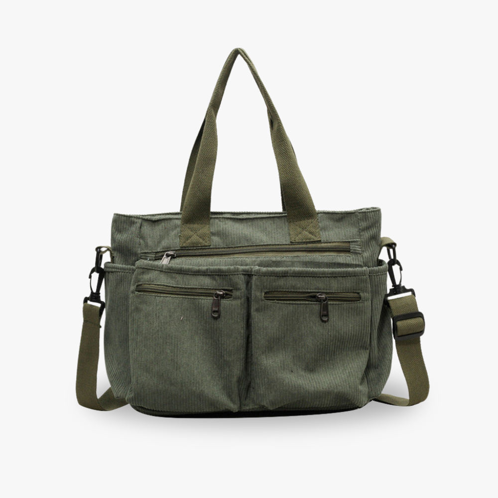 Sac en velours côtelé spacieux avec bandoulière – Élégant et pratique pour le quotidien