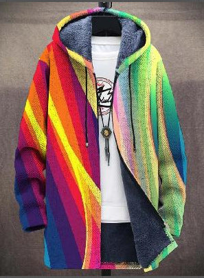 Cardigan à capuche artistique pour femme doublé polaire