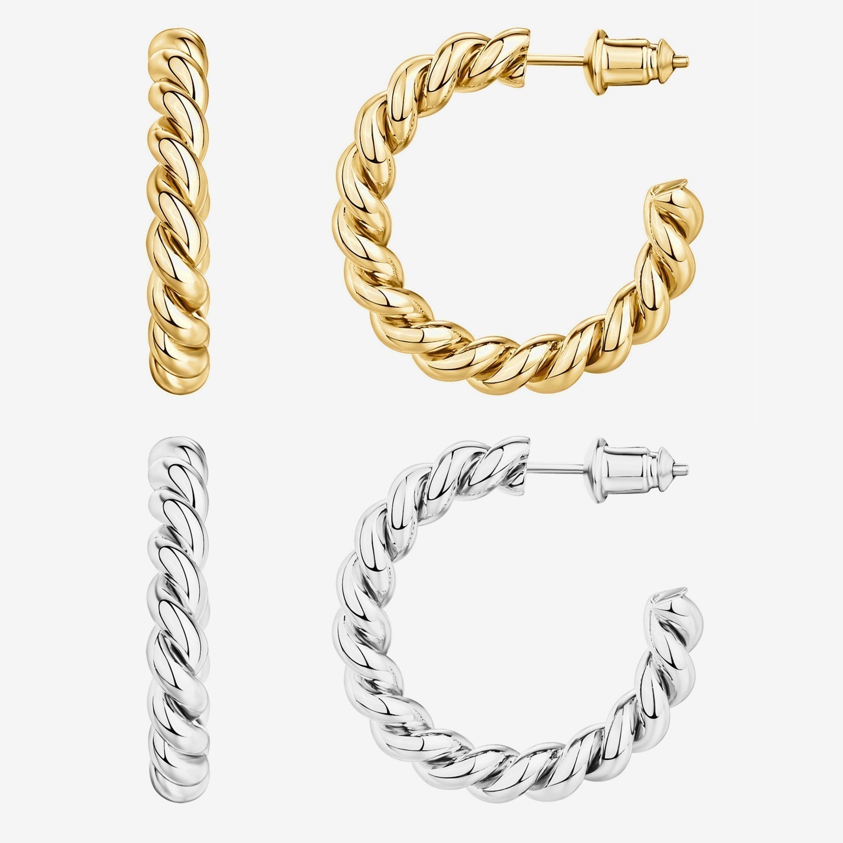 Boucles d’Oreilles Femme Effet Corde au Style Élégant et Intemporel