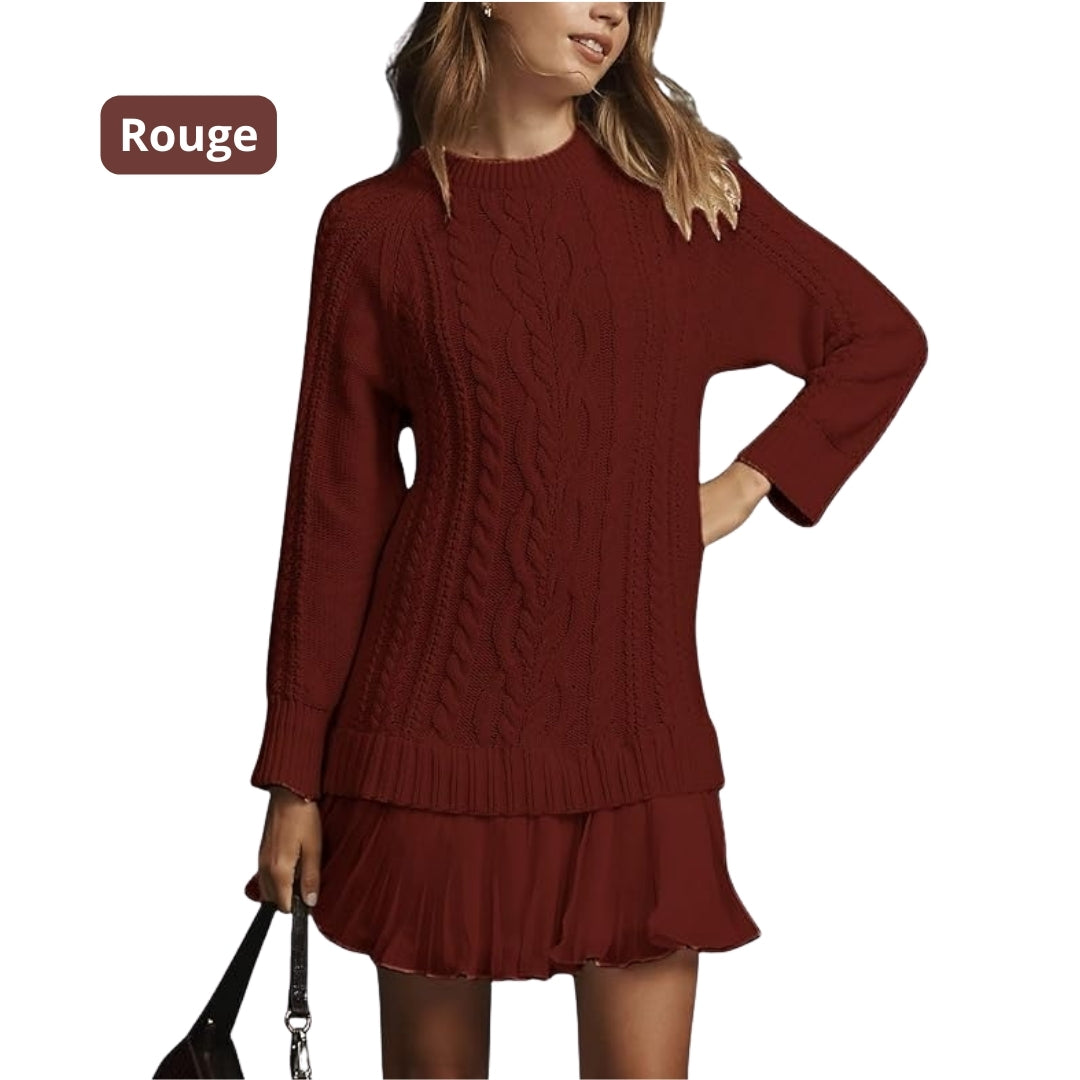 Robe Pull Torsadée Femme Chaude | Automne & Hiver