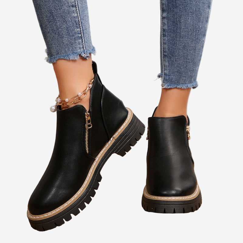 Bottines femme à plateforme avec zip latéral