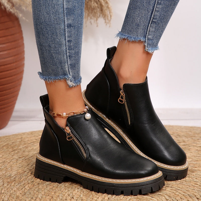 Bottines femme à plateforme avec zip latéral