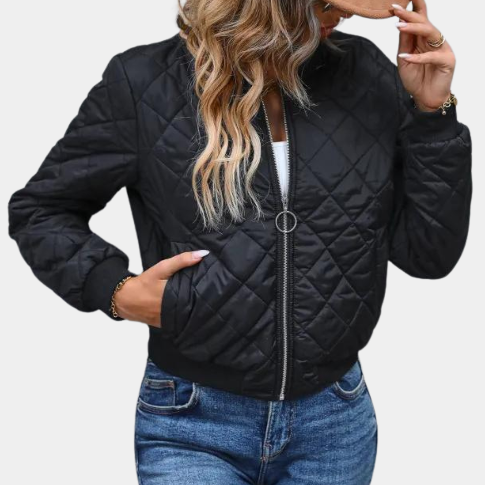 Blouson Bomber Femme Matelassé À Fermeture Zippée
