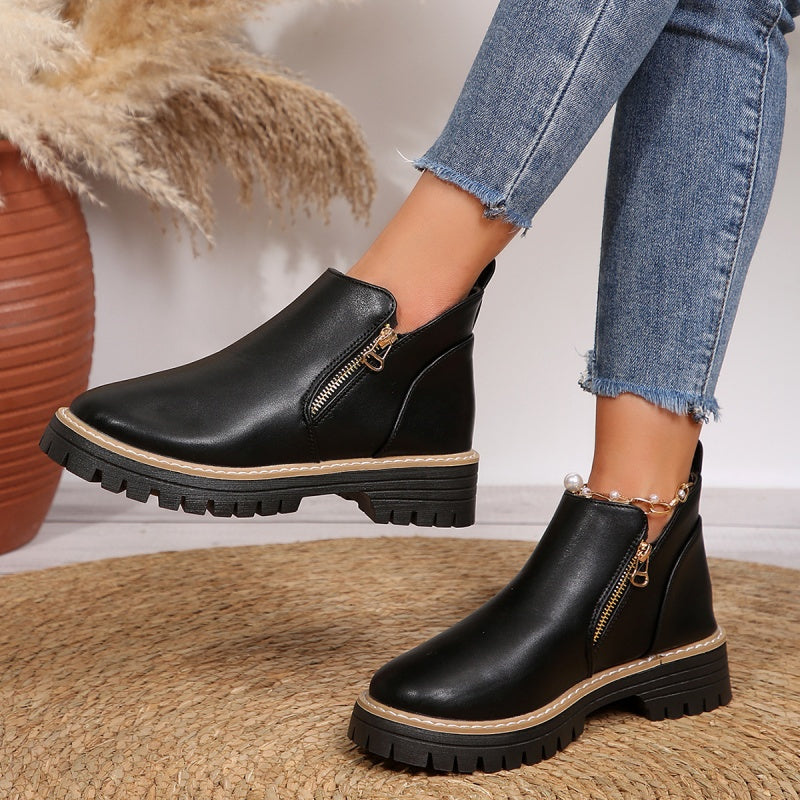 Bottines femme à plateforme avec zip latéral