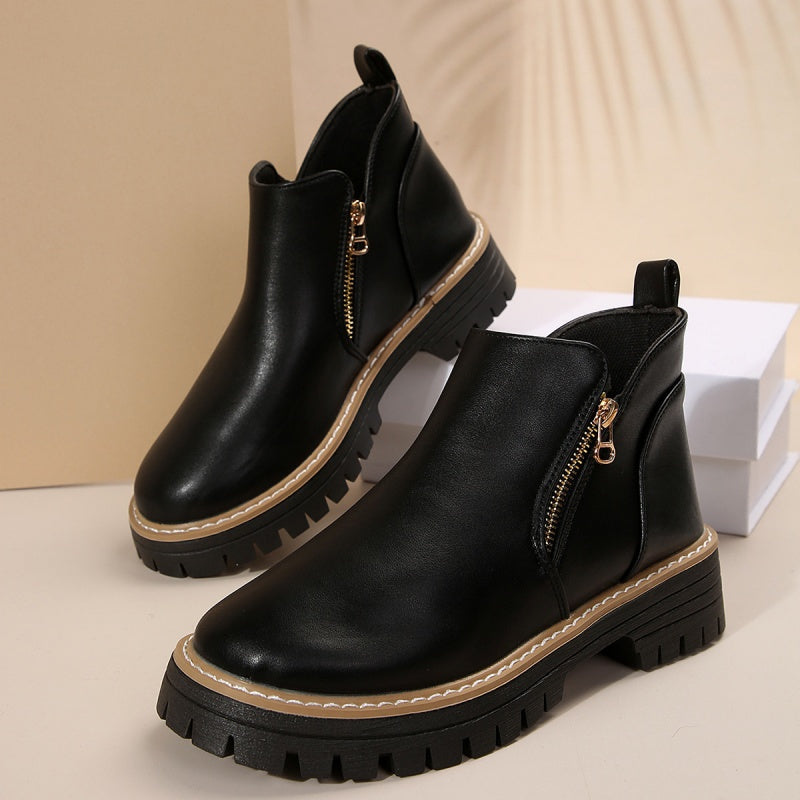 Bottines femme à plateforme avec zip latéral