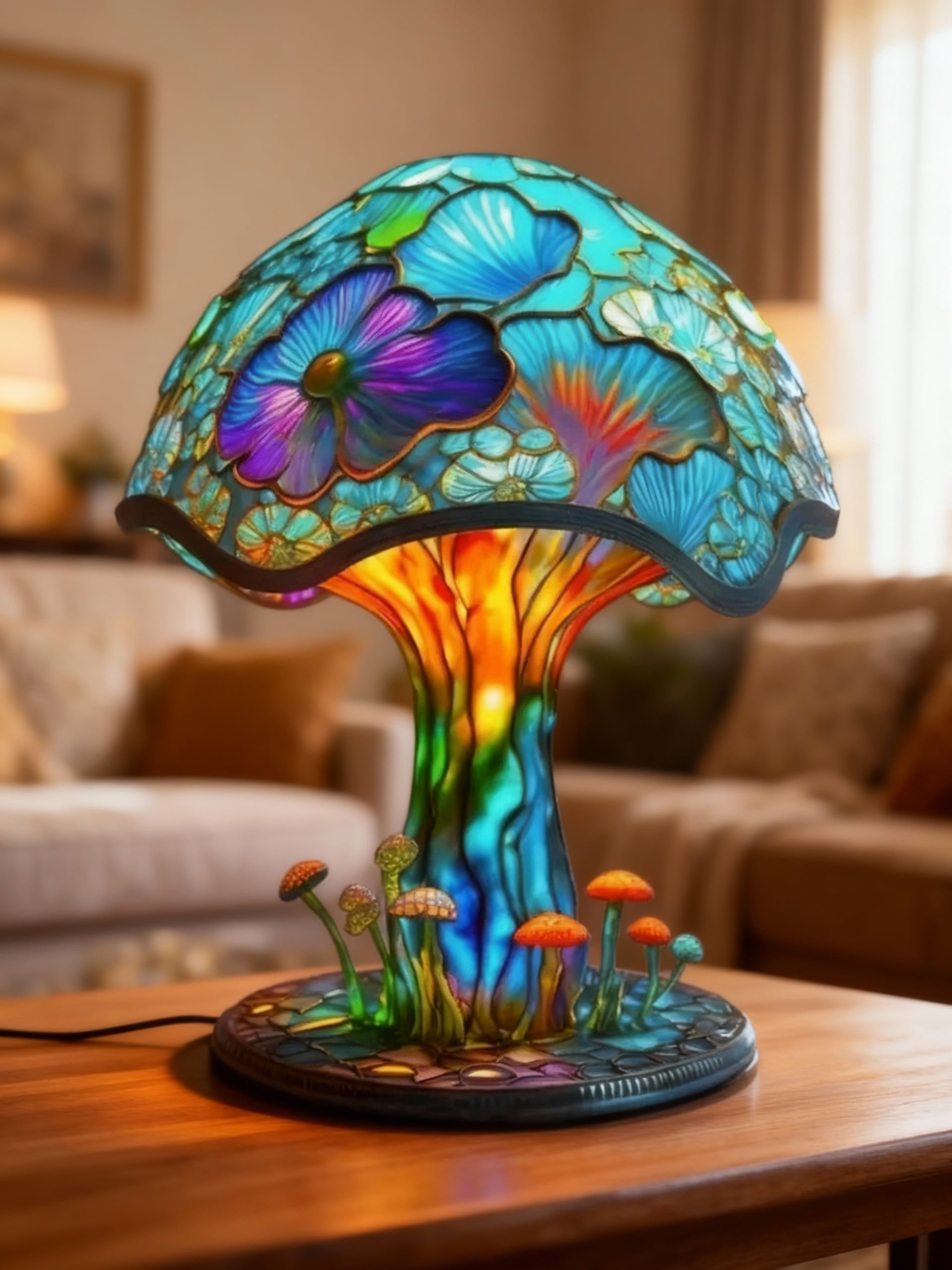 Lampe champignon arc-en-ciel décorative – Lumière douce multicolore, ambiance féerique
