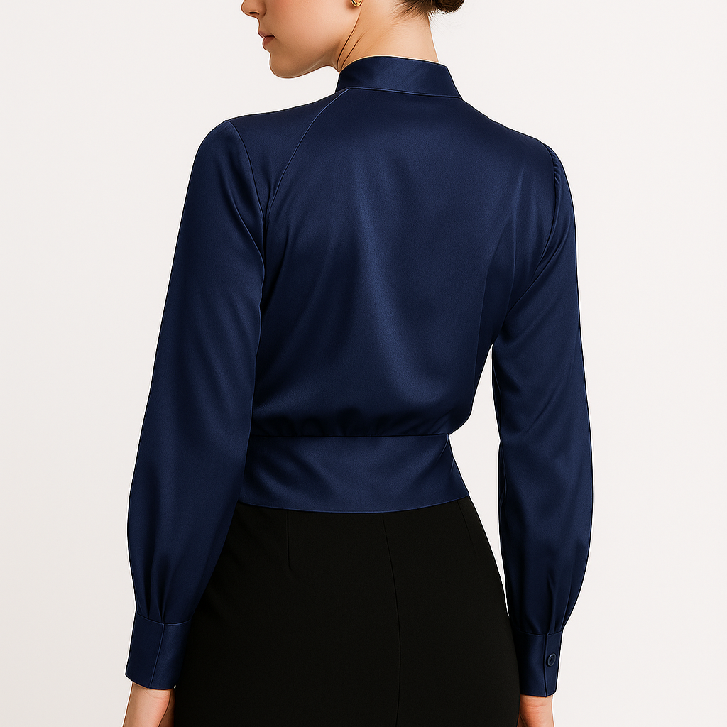 Blouse Femme Cache-Cœur Élégante à Manches Longues