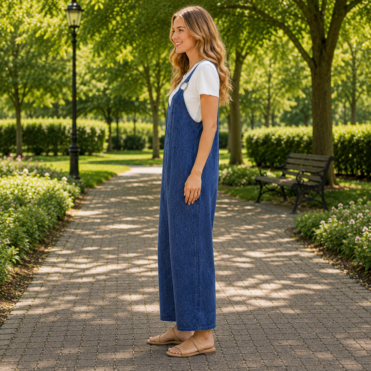 Ensemble femme avec combinaison ample à jambes larges et t-shirt confortable