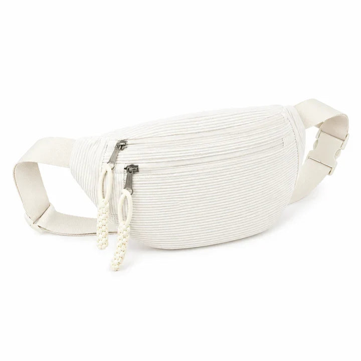 Sac banane femme en nylon côtelé avec bandoulière réglable